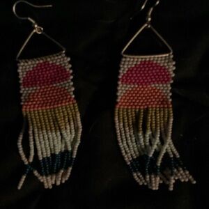 Colorful Beaded Fringe Earrings